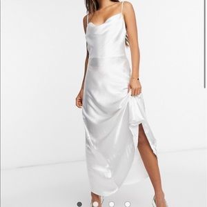ASOS 2020 White Design Satin Maxi Dress